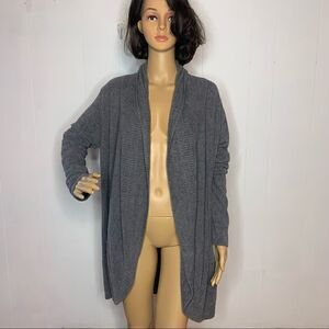 Barefoot Dreams Sz L XL Cozychic Lite Circle Open Cardigan Ash Gray Knit Sweater